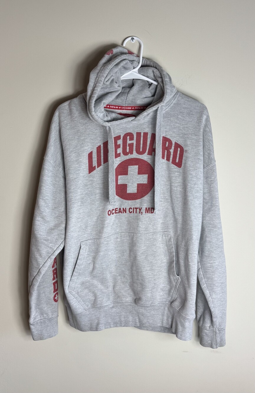 Lifeguard X-Large Grey Hoodie Officially Licensed Drawstring Hood Sweatshirt